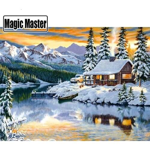 5D Daimond Painting Mosaic Winter Landscae Diamond Embroidery Village Full Square Drill Needlework Home Decortion Gift