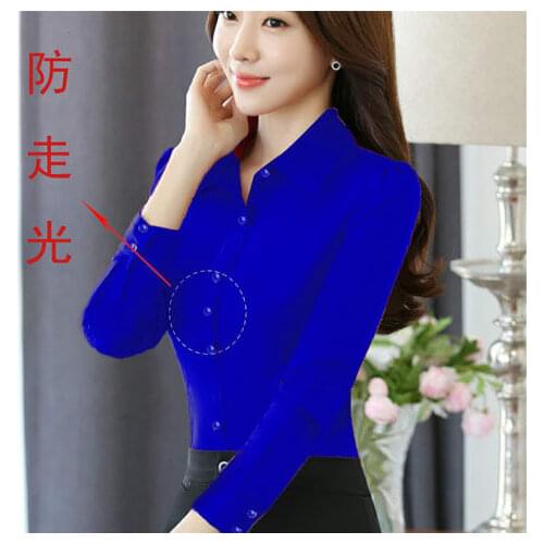 Blouse Women Spring Autumn Royal Blue Shirt Womens Long Sleeve Large Size Red Lining Blusas Mujer De Moda