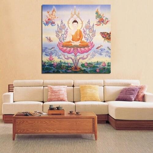 Buddha Vintage Poster Wall Art Canvas Prints Painting Oil Wall Pictures For Modern Office Living Room Home Decoration Framework