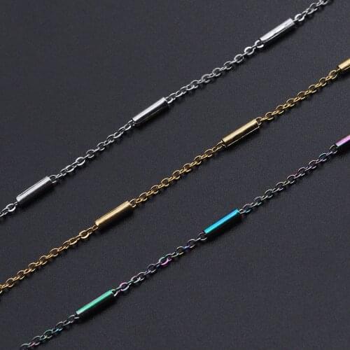 1 Meter Stainless Steel 2mm Tube Beaded Link Chains Wholesale Necklace Bulk Cable for Jewelry DIY Making Findings DIY Supplies