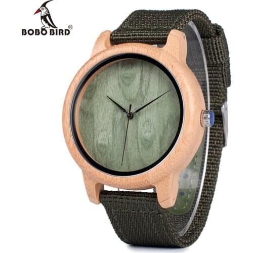 BOBO BIRD WD11D12 Wood Bamboo Watch for Mens Womens Brand Designer Watches Soft Nylon Band Carton Gift Box Relogio masculino