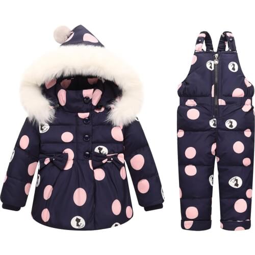 2019 New Childrens Down Jacket Childrens Clothing Baby Suit Girls Floral Back Belt Pants Thickened Two Piece Out Suit