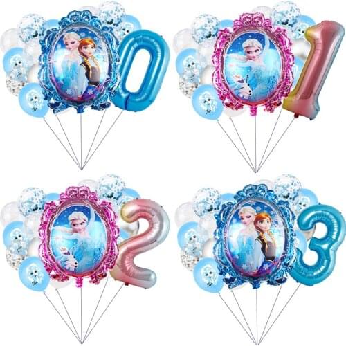 Disney princess Frozen 2 Theme Girls Birthday Wedding Party Decorations Supplies Baby Shower Aluminium Foil Number Balloons