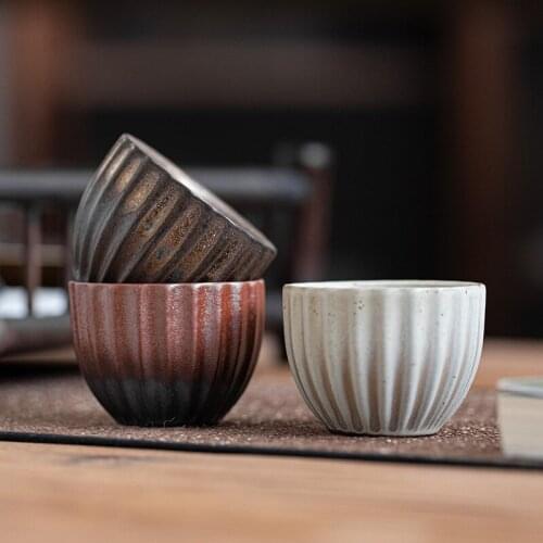 Coarse Pottery Small Cup Master Teacup Ceramic Kung Fu Tea Retro Ceramic Single Palm Size Cup 60ml