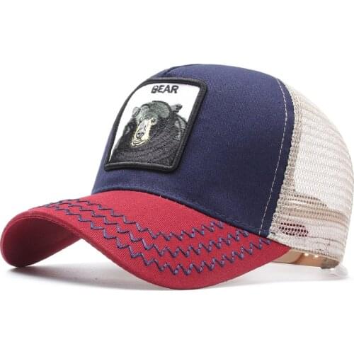 Bear Embroidery Cotton Casquette Baseball Cap Mesh Breathable Adjustable Snapback Hats for Men and Women 179