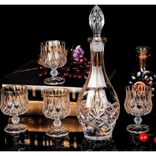 CRYSTAL GLASS RED WINE GLASS WHISKEY BRANDY GLASS AND CUP WINE BOTTLE DECANTER CREATIVE BARWARER HOUSEHOLD DRINKWARE GIFT SET