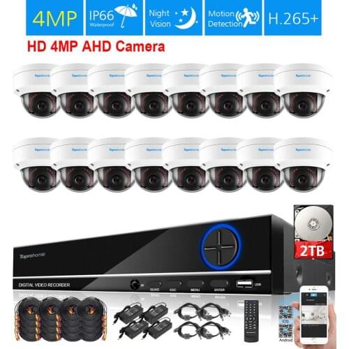 TOPROHOIME h.265+ 16ch CCTV System 4MP 2592*1520 Metal Vandalproof In/outdoor Security Camera16ch 5MP Video surveillance System