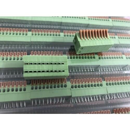 KF141R 50PCS/lot 2.54mm Pitch Spring Terminal Blocks Connector 2/3/4/5/10-20P Right Angle Green RoHS PCB Mounted