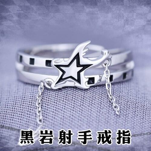 Anime BLACK ROCK SHOOTER Kuroi Mato Cosplay S925 Silver Finger Ring Adjustable Men Women Take Photo Props Jewelry Accessories