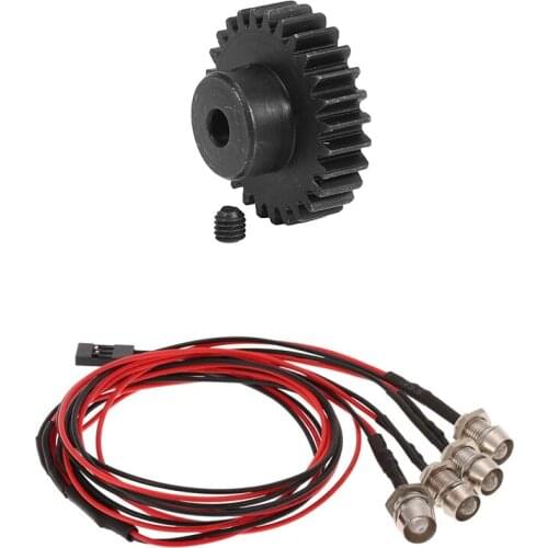 4 LED Lights Kit For Traxxas HSP Redcat RC4WD Tamiya & Metal Motor Pinion Gear 27T For Wltoys A959-B A969-B A979-B