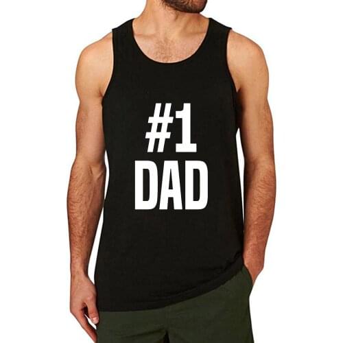Lyprerazy Mens Number 1 Dad Workout Gym Funny Printed Tank Top