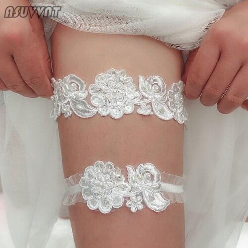 Trendy Women Garter Sexy Thigh Ring Bridal Lace Garter Elastic Leg Loop White Flower Garter Wedding Accessories For Girl Gift