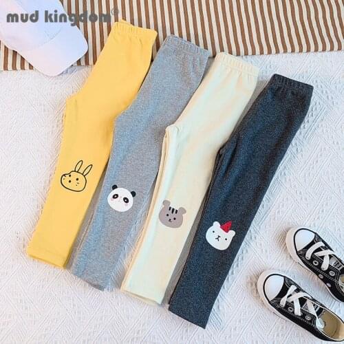 Mudkingdom Girls Leggings Print Solid Tights Slim Cottons Casual Sports Pants for Toddler Spring Fashion Trousers Kids Clothes