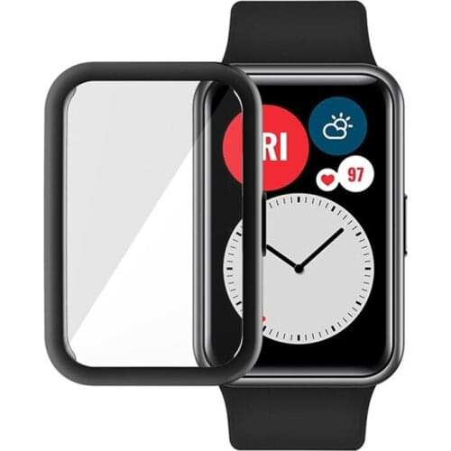 TPU Soft Full Screen Glass Protector Case Shell Edge Frame For Huawei Watch Fit Strap Band Protective Film Strap For -Huawei fit