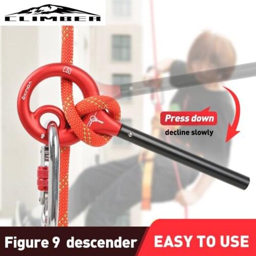 New Store Rock Climbing Carabine 9 shape Rigging Descender Aluminum Figure Belay Device Abseiling Hoverable Downhill Equipment