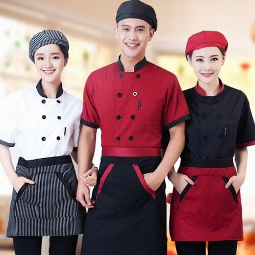Chef clothing short and long - sleeved summer and autumn hotel kitchen uniforms restaurant chef men and women working clothes