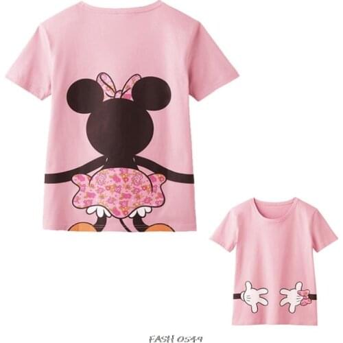 Original Disney Summer parent-child wear Mickey Mouse Minnie simple T-shirt family clothes mommy and me clothes
