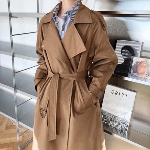 Coat mature wind 2021 new spring and autumn temperament British mid-length over-the-knee windbreaker women loose casual jacket