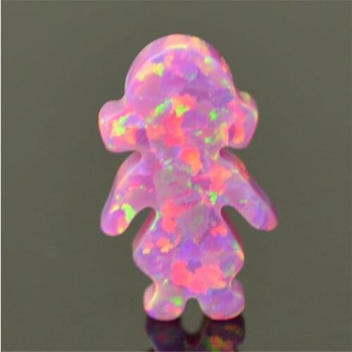 Opal supplier wholesale high quality drilled hole synthetic opal girl shape opal charm in 78 colors