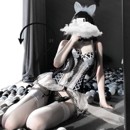 Bunny Girl Sexy Costume Slim Corset Bustiers Lace Fishbone Firm Corset Push Up Lingerie Set Erotic Maid Cosplay Bustier Lingerie