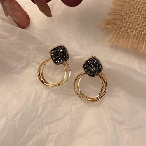 Luxury Famous Brand Fashion Round Shape Rhinestone Drop Earrings Dangle Earrings For Women Party Gift