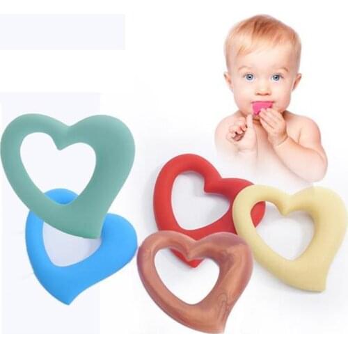 Silicone Heart Teether Food Grade BabyTeether BPA Free Baby Toy DIY Crafts Teething Teether Necklace Pendant,2pcs,2 Colors