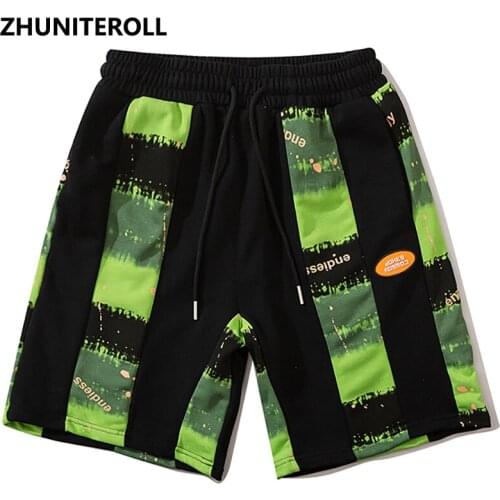Patchwork Gradient Short Sweatpant Teachwear Shorts for Men Hip Hop Harajuku Baggy Joggers Shorts Summer Track Short Streetwear