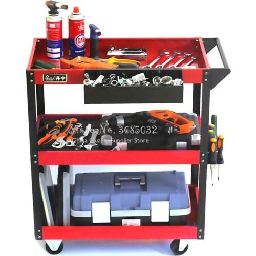 3-Tray Service Tool Cart wheeled Trolley with Drawer Industrial Commercial Mobile Storage Cabinet Dollies bearing 150kg