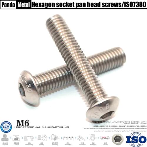 THE)304/316 stainless steel round head hexagon screws ISO7380 mushroom head type, button type hexagonal screw diameter M6