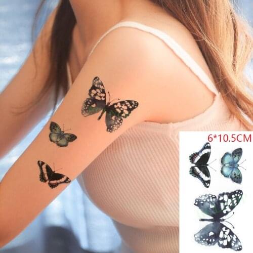 Waterproof Temporary Tattoo Sticker Blue Butterfly Flower Vine Sexy Body Art Flash Tattoo Fake Tattoo for Women Men