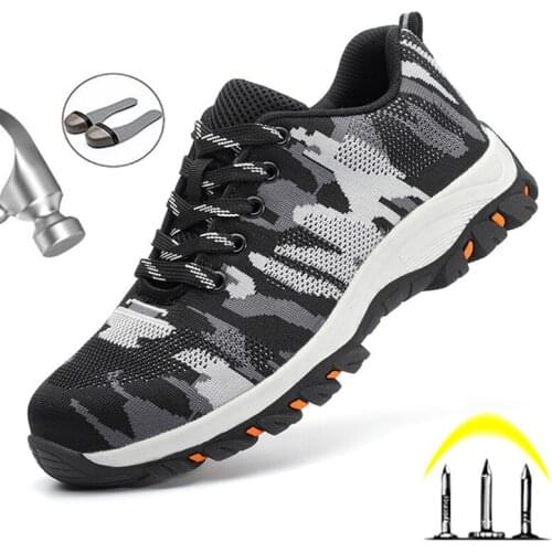 Camouflage Work Safety Boots Work Shoes Construction Safety Shoes Men Working Sneakers Indestructible Security Military Shoes