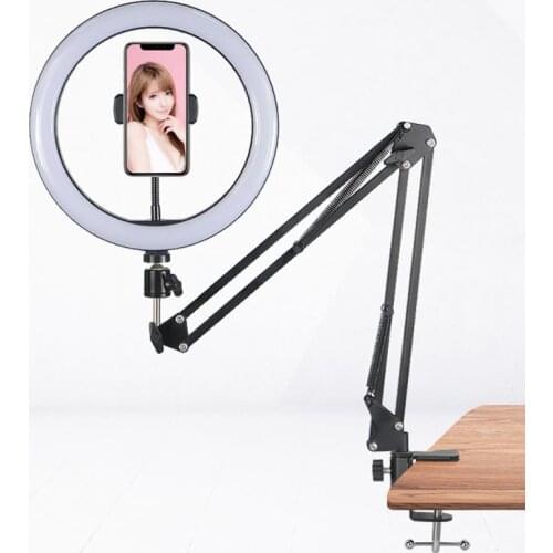 Dimmable LED Selfie Ring Light Camera Phone USB ring lamp Photography Fill Light with Phone Holder Stand For Makeup Live Stream