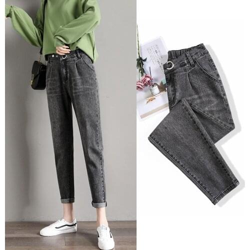2021 Spring and autumn new thinstretch loose young elastic high waist jeans harem pants