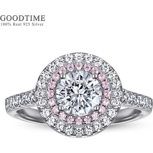 Fashion Ring 100% 925 Sterling Silver Ring Round 4A Zircon Wedding Jewelry Anniversary Marriage Engagement Ring For Woman Girl