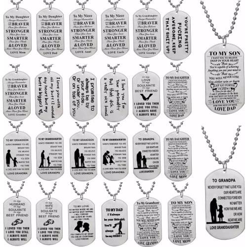 Dog Tag Stainless Steel Pendant Wife Husband Couple Necklace Family Love Mom Dad Son Daughter Jewelry Gift For Mothers Fathers