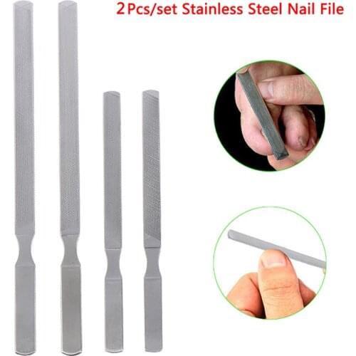 1PC/2Pcs Stainless Steel Nail Files Buffering Strong Professional Nail Sanding 2/4 Sided Polishing Nail Art Beauty Tools