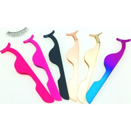 1pc False Eyelash Tweezers Fake Eye Lash Applicator Eyelash Extension Curler Nipper Auxiliary Clip Clamp Makeup Forceps Tool New