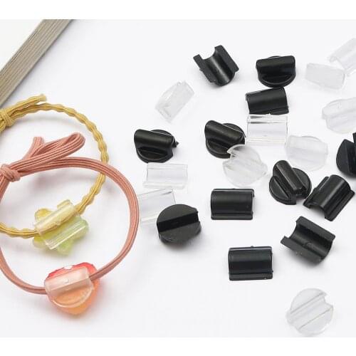Black White Hairdressing Tool Connector Elastic Rubber Band Paste Buckle 10pcs For DIY Hair Band Tie Circle Bow Jewelry Making