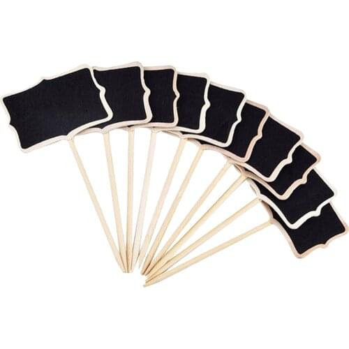 10x Small Mini Wooden Board, Rectangle Black Board, for Garden Restaurant Party Decoration