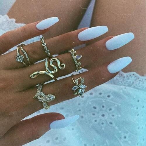 2021 Gold Color Plated Cute Animals Ring With Cz Paved Snake Shape Finger Rings For Women Girl Party Wedding Charm Jewelry Gifts