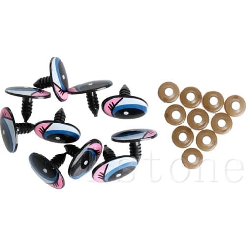 5 Pairs(10Pcs) Oval Blue Safety Plastic Eyes Toy Puppets Dolls Eyes DIY 24 x18mm