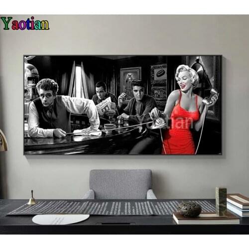 5D Diamond Painting Full Round Drill Square Marilyn Monroe Elvis Presley Diamond Painting Diamond Mosaic Needlework Home Decor