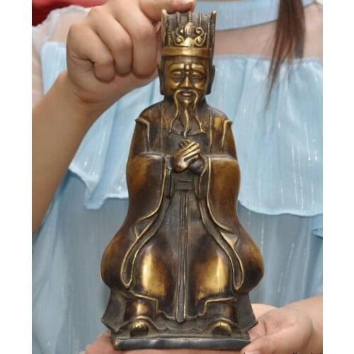 9" Old Chinese Buddhism bronze Fortuna Mammon Jambhala wealth God Statue