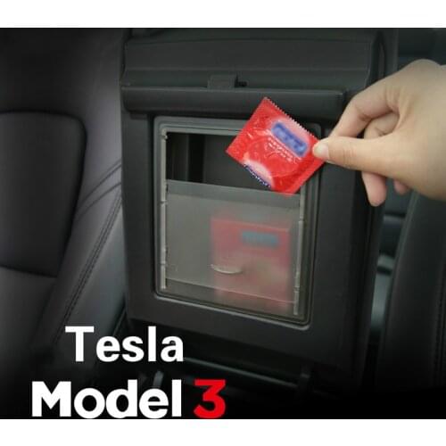 1PC Car Accessories For Tesla Model 3 Auto Armrest Box Storage Organizer Containers Transparent Hidden Holder Box 2017 2018 2019