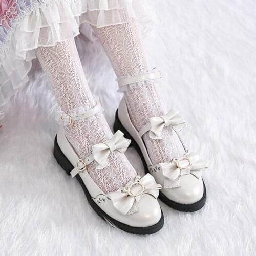 2020 Spring Lolita Shoes Butterfly Know Mary Janes Shoes Woman Girls Princess Shoes Low Heels Party Shoes zapatos mujer 8022G