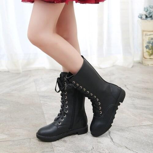 Girls Boots Autumn/Winter Leather Boots British Wind Short Boots Single Boots Childrens Cotton Boots Motorcycle Anti-slip Boots