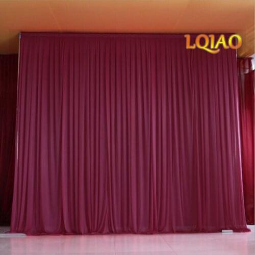 10x20ft Burgundy/Red Ice silk elegant wedding backdrop curtain drape wedding supplies simple curtain drapes background for party