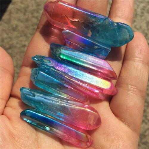 Electroplate Stone Natural Crystal Energy Column Color Plated Stone Double color Mineral Crystals