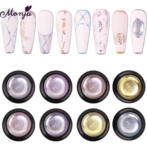 Monja 8 Colors Nail Art Metal Painting Gel 3D Spider Silk Lines Pattern DIY Design Drawing Nail Polish UV Gel Manicure Tool