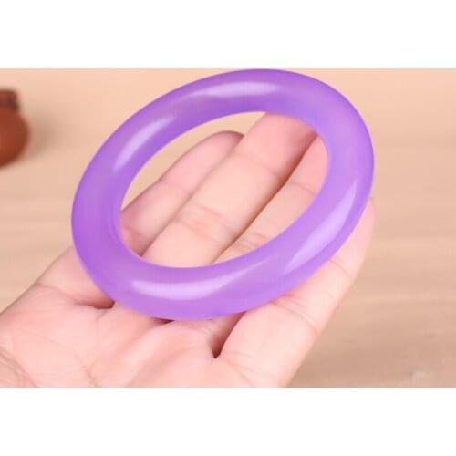 Fine jewelry Pink-purple chalcedony round bangle for women